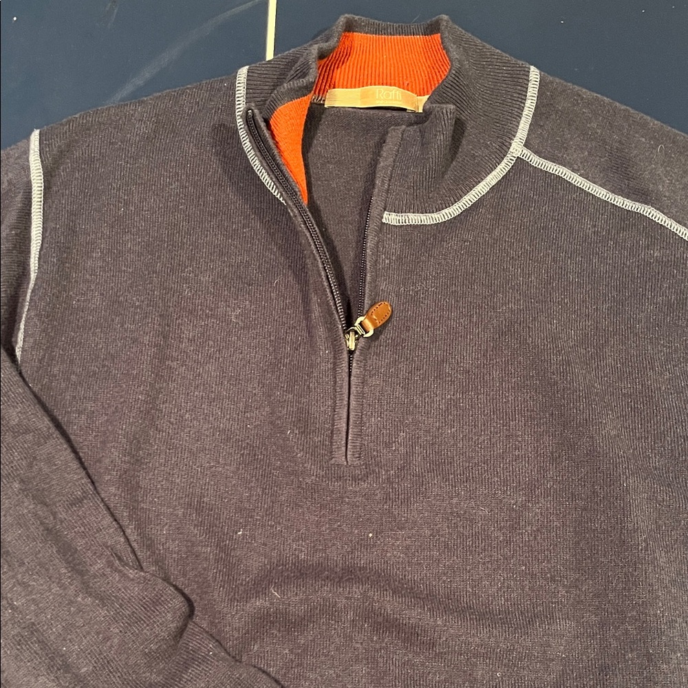Raffi designer Men's Navy Half-Zip Sweater